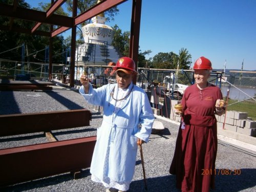 Lama Norlha Rinpoche Blesses Block Laying Process